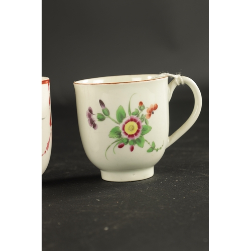 68 - A WORCESTER PORCELAIN TRIO PAINTED WITH GREEN FLORAL SPRIGGS together with A WORCESTER CUP PAINTED W... 