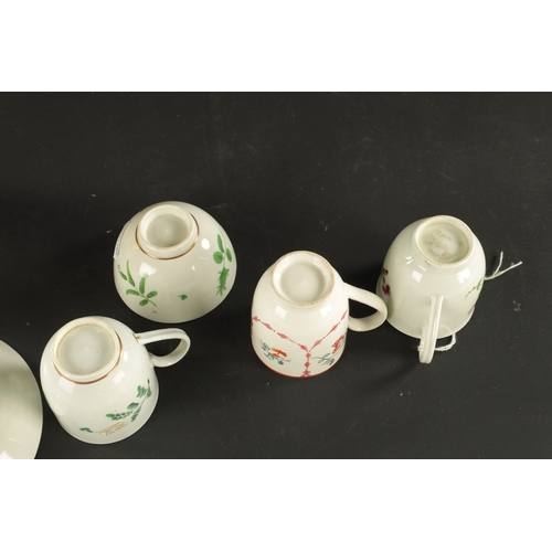 68 - A WORCESTER PORCELAIN TRIO PAINTED WITH GREEN FLORAL SPRIGGS together with A WORCESTER CUP PAINTED W... 