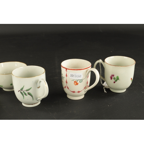 68 - A WORCESTER PORCELAIN TRIO PAINTED WITH GREEN FLORAL SPRIGGS together with A WORCESTER CUP PAINTED W... 