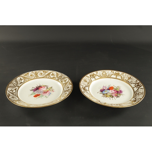 69 - A PAIR OF DERBY PORCELAIN PLATES PAINTED WITH SPRAYS OF FLOWERS CIRCA 1810 (22cm diameter)