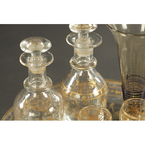 7 - A 19TH CENTURY FRENCH GILT-DECORATED LIQUEUR SET together with A LARGE COLLECTION OF LIQUER TOTS AND... 