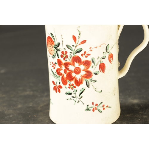 70 - A YORKSHIRE CREAMWARE MUG WILLIAM KEL BELCES AND ANOTHER PAINTED WITH STRAWBERRIES (15cm high)