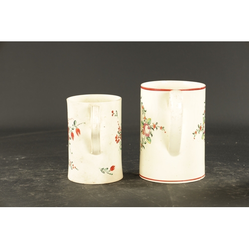 70 - A YORKSHIRE CREAMWARE MUG WILLIAM KEL BELCES AND ANOTHER PAINTED WITH STRAWBERRIES (15cm high)