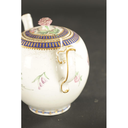 71 - A LATE 18TH CENTURY DERBY PORCELAIN TEAPOT PAINTED BY EDWARD WITHERS (11cm high)