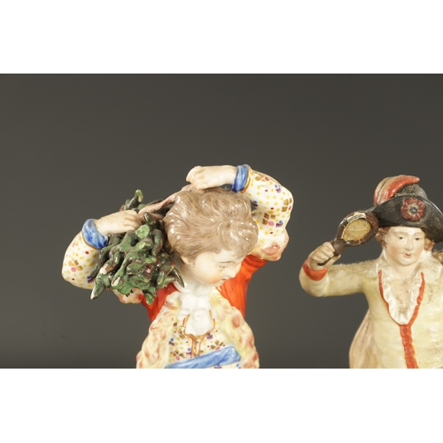 95 - A COLLECTION OF FIVE LATE 18TH CENTURY PORCELAIN FIGURES comprising a Derby porcelain figure of a bo... 