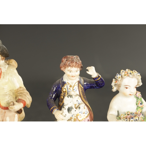 95 - A COLLECTION OF FIVE LATE 18TH CENTURY PORCELAIN FIGURES comprising a Derby porcelain figure of a bo... 