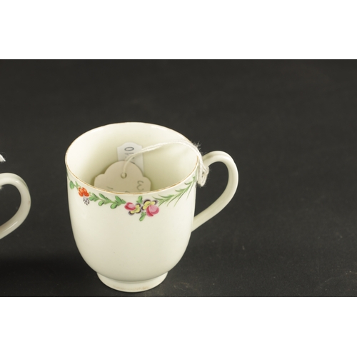 97 - THREE WORCESTER PORCELAIN COFFEE CUPS CIRCA 1770 (8cm high)