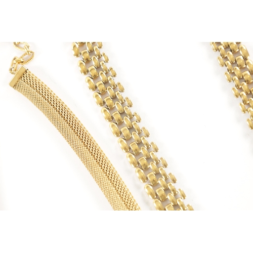 449 - A COLLECTION OF THREE GOLD-PLATED NECKLACES AND A BRACELET. (4)