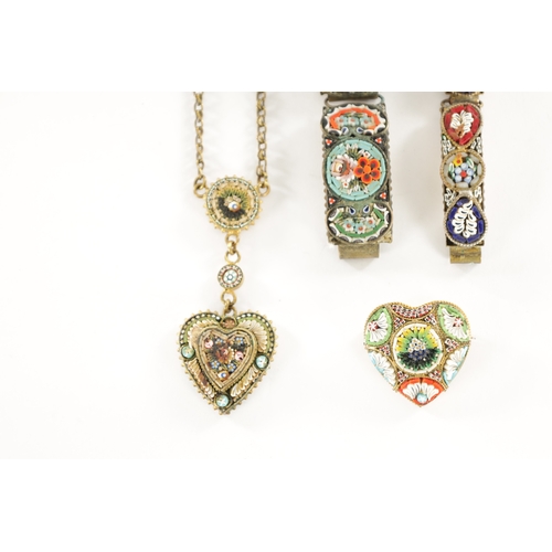 453 - A COLLECTION OF VINTAGE ITALIAN MICRO MOSAIC JEWELLERY comprising two bracelets, two broochs and a p... 