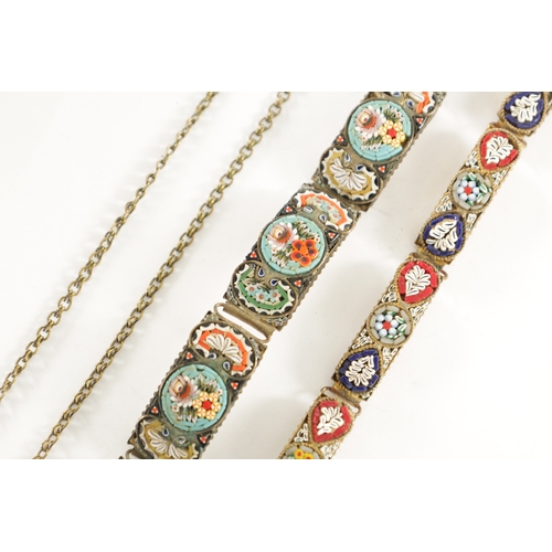 453 - A COLLECTION OF VINTAGE ITALIAN MICRO MOSAIC JEWELLERY comprising two bracelets, two broochs and a p... 