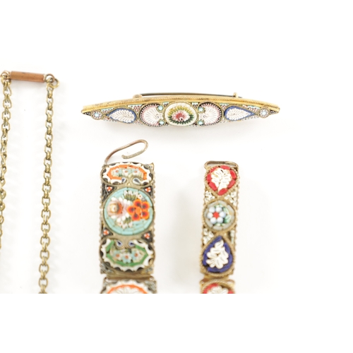 453 - A COLLECTION OF VINTAGE ITALIAN MICRO MOSAIC JEWELLERY comprising two bracelets, two broochs and a p... 