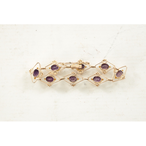 464 - A VINTAGE 9CT GOLD AMETHYST BRACELET total weight app. 11g. (18cm long)