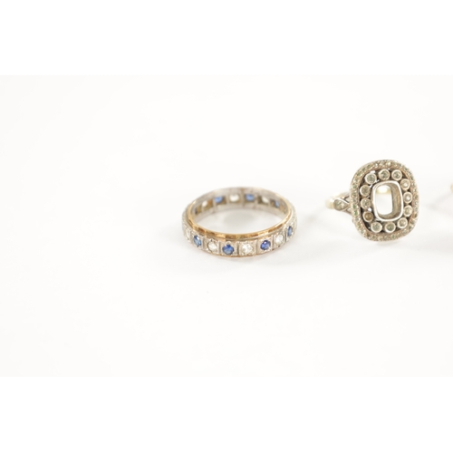 471 - A COLLECTION OF FOUR 9CT GOLD RINGS, a diamond and sapphire eternity ring, a diamond ring with a mis... 