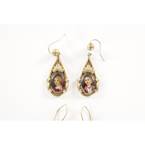 475 - A COLLECTION OF THREE PAIRS OF 9CT GOLD EARRINGS, a pair with gold and amethyst earrings, a pair of ... 