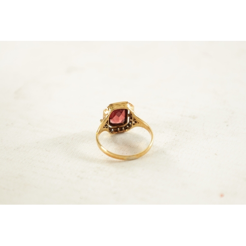 489 - A LADIES FRENCH 18CT GOLD GARNET AND DIAMOND RING total weight app. 3g, ring size L/M.