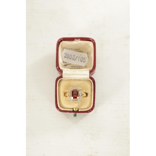 489 - A LADIES FRENCH 18CT GOLD GARNET AND DIAMOND RING total weight app. 3g, ring size L/M.