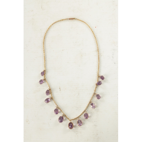 494 - A 9CT GOLD AND AMETHYST NECKLACE total weight app. 12.5g (44cm long)