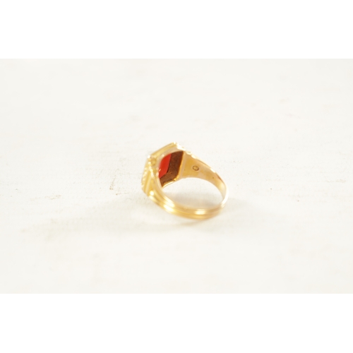 498 - A GENTLEMAN’S VINTAGE 15CT GOLD SARDONYX SIGNET RING AND A 9CT GOLD CARNELIAN SIGNET RING the total ... 