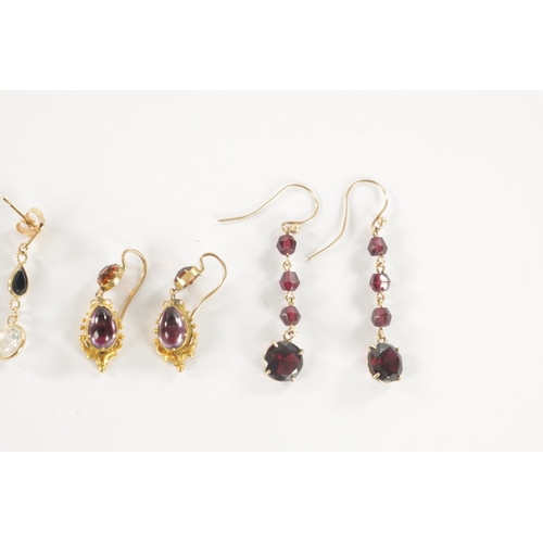 507 - A COLLECTION OF ANTIQUE 9CT GOLD JEWELLERY comprising of five pairs of earrings and two small brooch... 