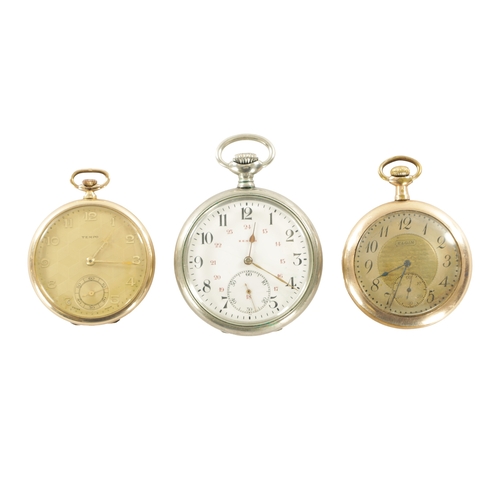 510 - A COLLECTION OF THREE OPEN-FACED POCKET WATCHES by Tempo, Zenith, and Elgin, all with keyless wound ... 