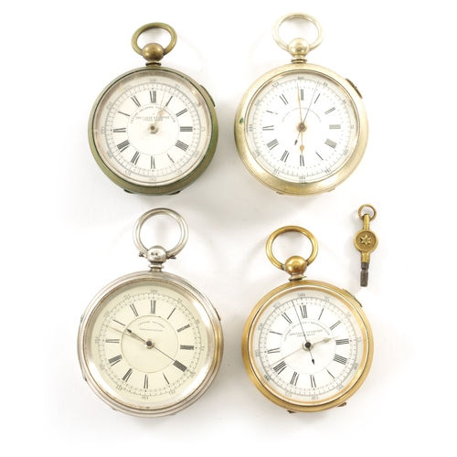 512 - A COLLECTION OF FOUR CENTRE SECOND CHRONOGRAPH POCKET WATCHES all with open faced cases and key woun... 