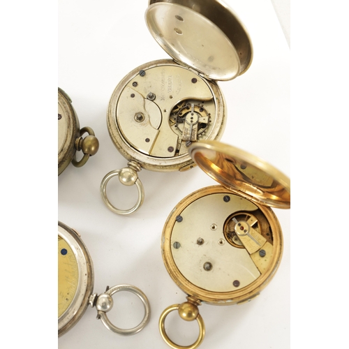 512 - A COLLECTION OF FOUR CENTRE SECOND CHRONOGRAPH POCKET WATCHES all with open faced cases and key woun... 