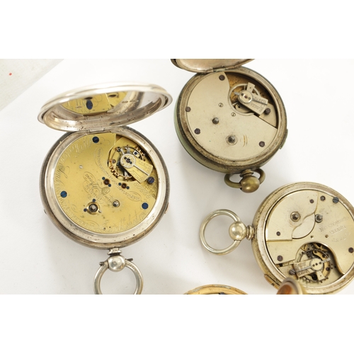 512 - A COLLECTION OF FOUR CENTRE SECOND CHRONOGRAPH POCKET WATCHES all with open faced cases and key woun... 