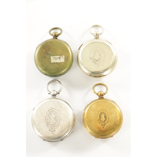 512 - A COLLECTION OF FOUR CENTRE SECOND CHRONOGRAPH POCKET WATCHES all with open faced cases and key woun... 