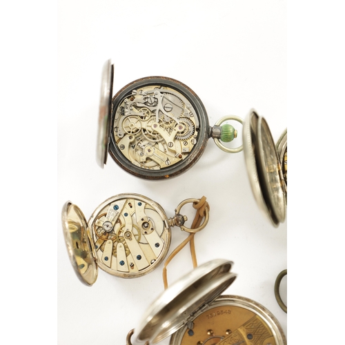 515 - A COLLECTION OF SIX POCKET WATCHES comprising of an open-faced keyless wound watch with an embossed ... 