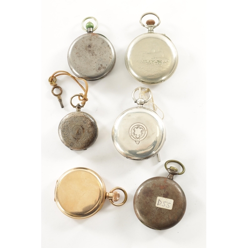 515 - A COLLECTION OF SIX POCKET WATCHES comprising of an open-faced keyless wound watch with an embossed ... 