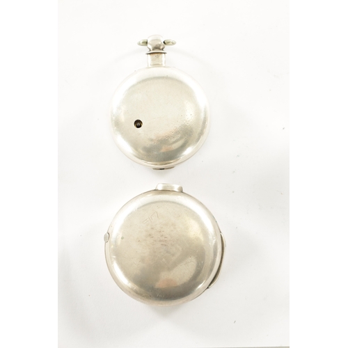 528 - TWO 19TH CENTURY PAIR CASED VERGE POCKET WATCHES signed Thomas Leeming, Settle, and William Giscard,... 