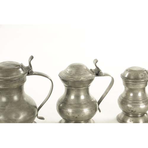 542 - A COLLECTION OF 18TH/19TH CENTURY PEWTER MUGS together with a silvered letter rack (19cm high )