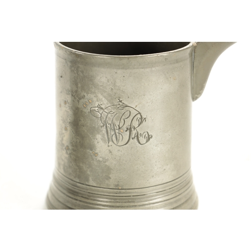 542 - A COLLECTION OF 18TH/19TH CENTURY PEWTER MUGS together with a silvered letter rack (19cm high )