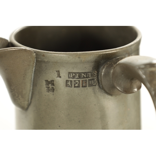 542 - A COLLECTION OF 18TH/19TH CENTURY PEWTER MUGS together with a silvered letter rack (19cm high )