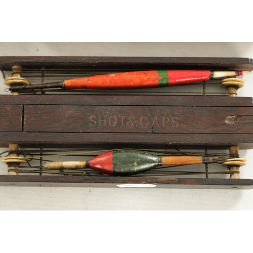 584 - A COLLECTION OF LATE 19TH/EARLY 20TH CENTURY FLOAT FISHING WINDERS together with a leather pouch con... 