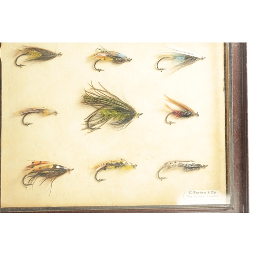 588 - A COLLECTION OF FRAMED DISPLAYS CONTAINING VARIOUS FLIES AND LURES. (4)