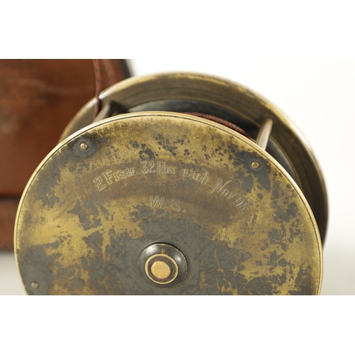 589 - TWO LATE 19TH CENTURY LEATHER CASED SALMON FLY FISHING REELS a 4