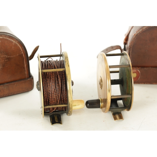 589 - TWO LATE 19TH CENTURY LEATHER CASED SALMON FLY FISHING REELS a 4