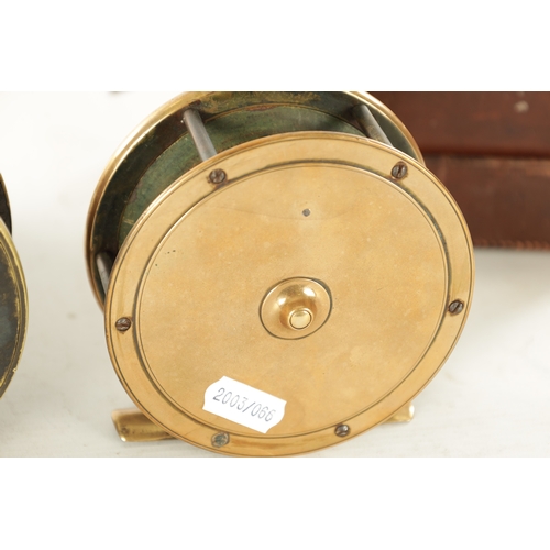 589 - TWO LATE 19TH CENTURY LEATHER CASED SALMON FLY FISHING REELS a 4