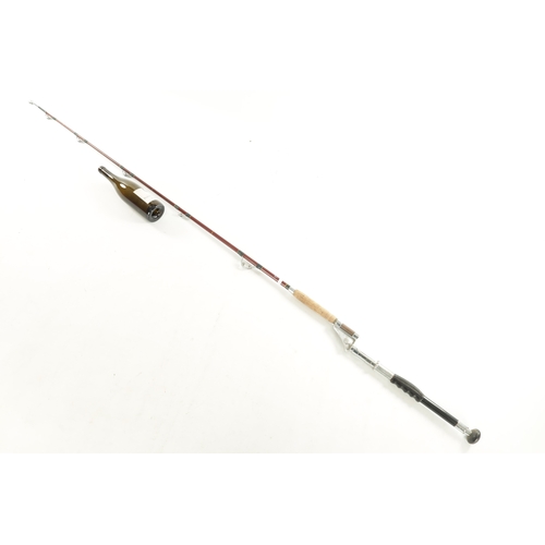 593 - A COLLECTION OF VINTAGE FISHING ITEMS, comprising of a bamboo trout rod, a 19th-century boat rod, a ... 