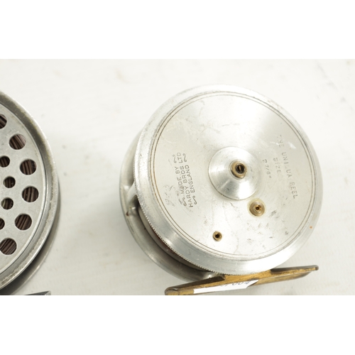 614 - A COLLECTION OF FOUR HARDY FLY FISHING REELS, a 