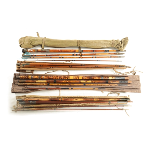 615 - A COLLECTION OF FOUR 19TH CENTURY CANE SALMON RODS by HATON & DELLER, London, BERNART & SON, St. Jam... 