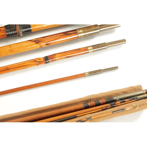 615 - A COLLECTION OF FOUR 19TH CENTURY CANE SALMON RODS by HATON & DELLER, London, BERNART & SON, St. Jam... 