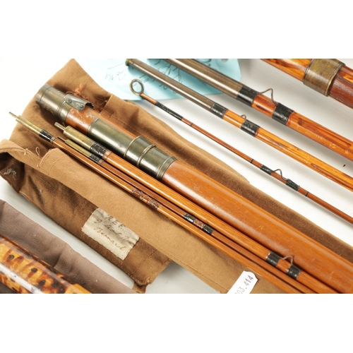 615 - A COLLECTION OF FOUR 19TH CENTURY CANE SALMON RODS by HATON & DELLER, London, BERNART & SON, St. Jam... 