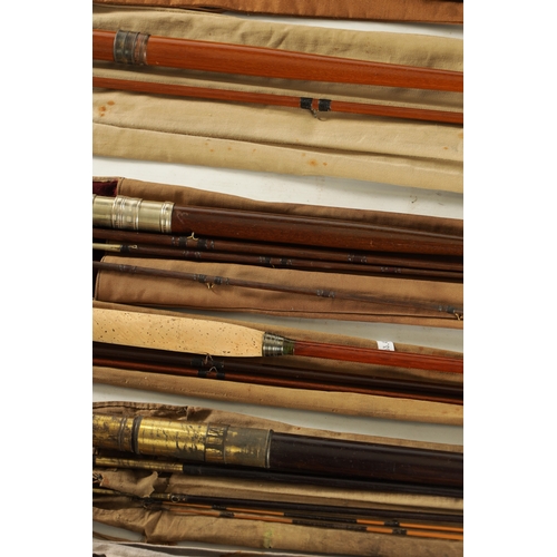 616 - A COLLECTION OF SEVEN VINTAGE FLY RODS comprising of a salmon rod by EATON & DELLER, London, a salmo... 