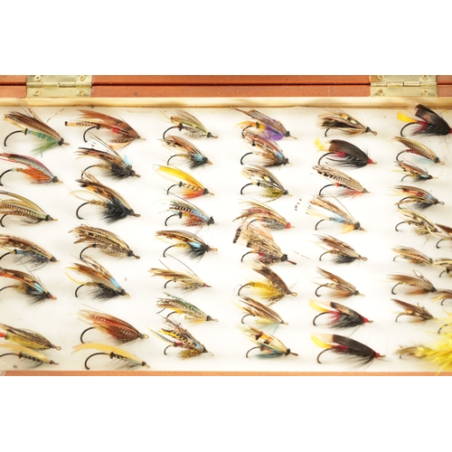 621 - FOUR CASES CONTAINING VARIOUS VINTAGE SALMON FISHING FLIES some with makers' labels.