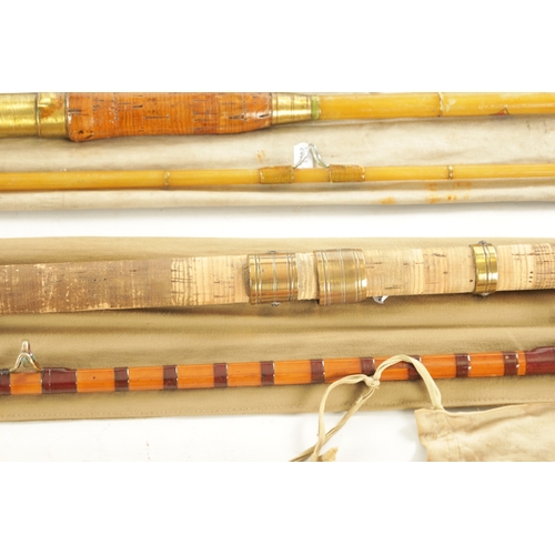 626 - A COLLECTION OF FIVE VINTAGE SALMON RODS, comprising of a cane salmon rod by S. ALLCOCK & CO. a cane... 