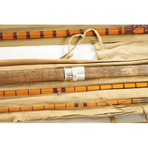 626 - A COLLECTION OF FIVE VINTAGE SALMON RODS, comprising of a cane salmon rod by S. ALLCOCK & CO. a cane... 