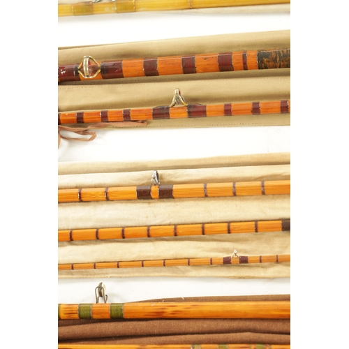 626 - A COLLECTION OF FIVE VINTAGE SALMON RODS, comprising of a cane salmon rod by S. ALLCOCK & CO. a cane... 