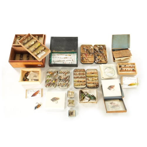 629 - A COLLECTION OF SALMON AND TROUT FISHING FLIES BY ALLCOCK, HARDY AND OTHERS some in original boxes.